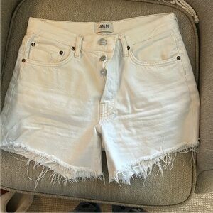 Agolde White Jean Shorts Distressed High-Waisted